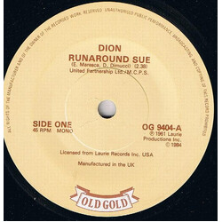 Dion (3) Runaround Sue / Lonely Teenager VINYL 7" USED