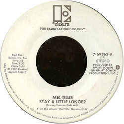 Mel Tillis Stay A Little Longer / Dream Of Me USED VINYL 7INCH 45 RPM PROMO