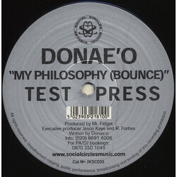 Donae'o My Philosophy (Bounce) USED VINYL 12INCH SINGLE SIDED TEST PRESSING 45 RPM