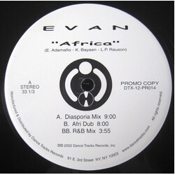 Evan Africa USED VINYL 12INCH 33 S RPM PROMO