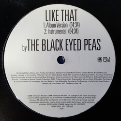 Black Eyed Peas Like That USED VINYL 12INCH PROMO