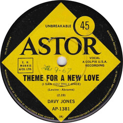 Davy Jones Theme For A New Love (I Saw You Only Once) USED VINYL 7INCH 45 RPM SINGLE REISSUE