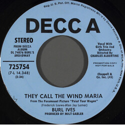 Burl Ives They Call The Wind Maria USED VINYL 7INCH 45 RPM PROMO