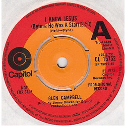 Glen Campbell I Knew Jesus (Before He Was A Star) / On This Road Vinyl 7" USED