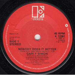 Carly Simon Nobody Does It Better Vinyl 7" USED