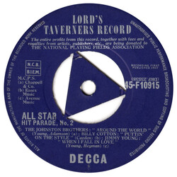 Various Lord Taverners Record - All Star Hit Parade No. 2 USED VINYL 7INCH 45 RPM EP