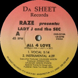 Raze / Lady J / The Secretary Of Entertainment All 4 Love VINYL 12" USED