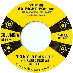 Tony Bennett You're So Right For Me USED VINYL 7INCH 45 RPM