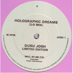 Guru Josh Holographic Dreams USED VINYL 12INCH 45 RPM LIMITED EDITION UNOFFICIAL RELEASE