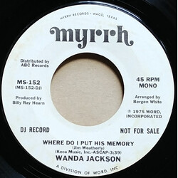 Wanda Jackson Where Do I Put His Memory USED VINYL 7INCH 45 RPM SINGLE PROMO