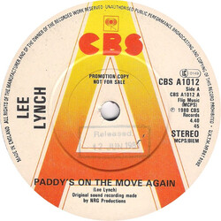 Lee Lynch Paddy's On The Move Again USED VINYL 7INCH 45 RPM SINGLE PROMO STEREO