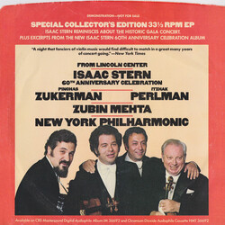 Isaac Stern Special Collector's Record Commemorating The Isaac Stern Anniversary Gala From Lincoln Center VINYL 7" USED
