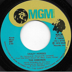 The Osmonds Crazy Horses USED VINYL 7INCH 45 RPM SINGLE