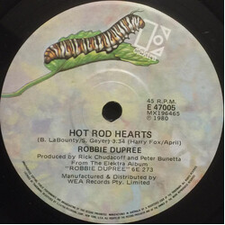 Robbie Dupree Hot Rod Hearts USED VINYL 7INCH SINGLE 45 RPM