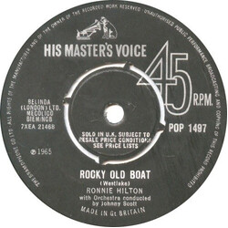Ronnie Hilton Rocky Old Boat / A Boy Without A Girl USED VINYL 7INCH 45 RPM