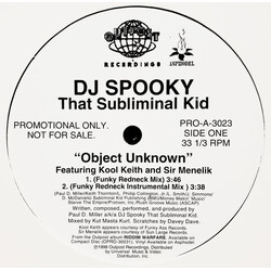 DJ Spooky Object Unknown USED VINYL 12INCH PROMO 33 S RPM