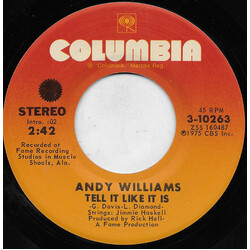 Andy Williams Tell It Like It Is USED VINYL 7INCH 45 RPM SINGLE STEREO