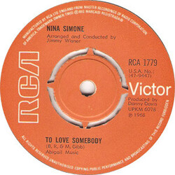 Nina Simone To Love Somebody USED VINYL 7INCH 45 RPM SINGLE