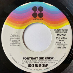 Kansas (2) Portrait (He Knew) USED VINYL 7INCH 45 RPM PROMO STEREO MONO