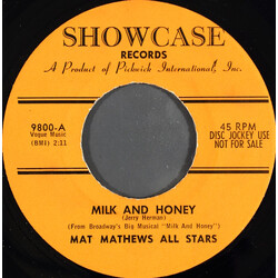 Mat Mathews And His All-Stars Milk And Honey / Shalom USED VINYL 7INCH 45 RPM PROMO