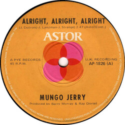 Mungo Jerry Alright, Alright, Alright USED VINYL 7INCH 45 RPM SINGLE