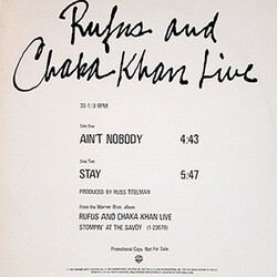 Rufus & Chaka Khan Ain't Nobody / Stay VINYL 12" USED