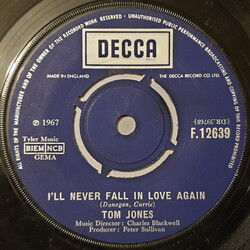 Tom Jones I'll Never Fall In Love Again USED VINYL 7INCH SINGLE 45 RPM