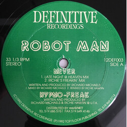 Robotman Never USED VINYL 12INCH 33 S RPM