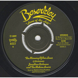 Jonathan Richman & The Modern Lovers The Morning Of Our Lives USED VINYL 7INCH 45 RPM SINGLE STEREO
