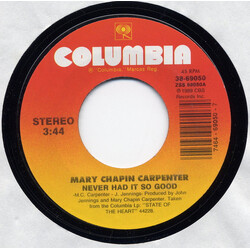 Mary Chapin Carpenter Never Had It So Good / Other Streets And Other Towns USED VINYL 7INCH SINGLE