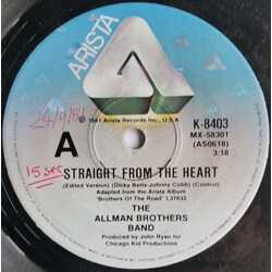 The Allman Brothers Band Straight From The Heart USED VINYL 7INCH 45 RPM SINGLE