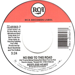 Restless Heart No End To This Road / For Lack Of Better Words USED VINYL 7INCH 45 RPM SINGLE