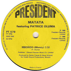 Matata / Patrice Oluma Mbongo USED VINYL 7INCH 45 RPM SINGLE