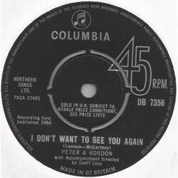 Peter & Gordon I Don't Want To See You Again USED VINYL 7INCH 45 RPM SINGLE