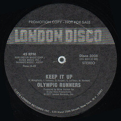 Olympic Runners Keep It Up / The Kool Gent USED VINYL 12INCH 45 RPM PROMO