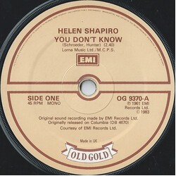 Helen Shapiro You Don't Know / Walkin' Back To Happiness USED VINYL 7INCH 45 RPM MONO