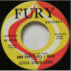 Little Junior Lewis (You're Just My Speed) And That's All I Need / Come On Back Where You Belong USED VINYL 7INCH 45 RPM
