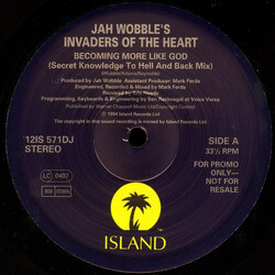 Jah Wobble's Invaders Of The Heart Becoming More Like God USED VINYL 12INCH PROMO 33 S RPM
