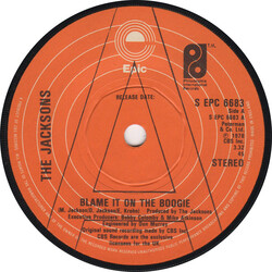 The Jacksons Blame It On The Boogie USED VINYL 7INCH 45 RPM PROMO