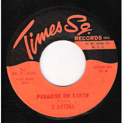 The Five Satins / Pharotones Paradise On Earth / Monkey Business USED VINYL 7INCH 45 RPM REISSUE