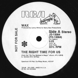 Wax (8) The Right Time For Us / Can't Hide From Love USED VINYL 12INCH 33 S RPM PROMO
