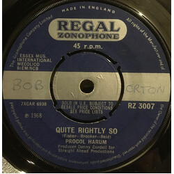 Procol Harum Quite Rightly So USED VINYL 7INCH 45 RPM SINGLE
