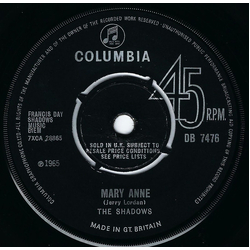 The Shadows Mary Anne Vinyl 7" USED