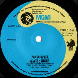 Marie Osmond Paper Roses USED VINYL 7INCH 45 RPM SINGLE STYRENE