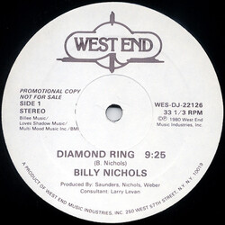 Billy Nichols Diamond Ring USED VINYL 12INCH 33 S RPM PROMO