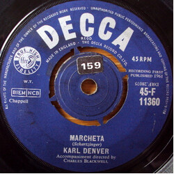 Karl Denver Marcheta USED VINYL 7INCH 45 RPM