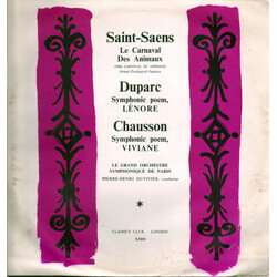 Camille Saint-Saëns / Henri Duparc / Ernest Chausson / Orchestre De Paris / Pierre-Henri Duvivier le Carnaval Des Animaux, Lenore, Viviane. Vinyl LP U
