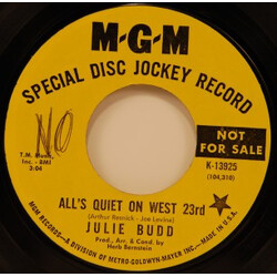 Julie Budd All's Quiet On West 23rd USED VINYL 7INCH 45 RPM PROMO