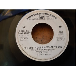 Charles Davenport I've Gotta Get A Message To You USED VINYL 7INCH PROMO