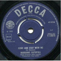 Marianne Faithfull Come And Stay With Me Vinyl 7" USED